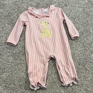 Pink Puppy gingham romper